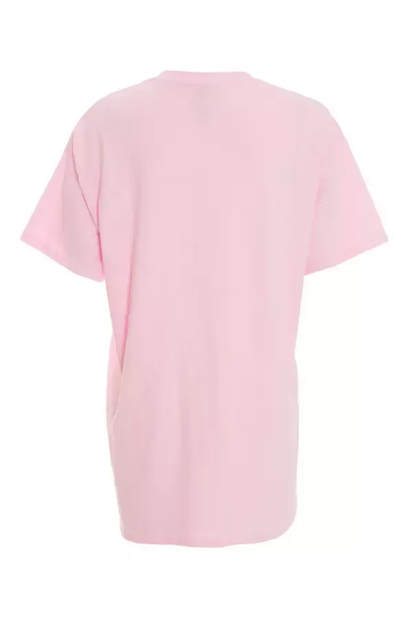 Women Pink Slogan Oversized Top Quiz Clothing Casual Clothing