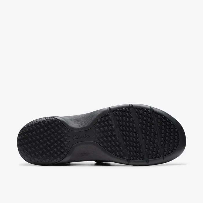 Women Pro Gem Black Leather Clarks SlipOns