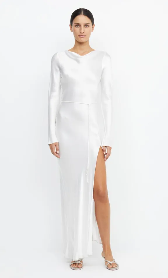 Women Prom Dresses Bec Bridge MOON DANCE LONG SLEEVE MAXI DRESS 8211 IVORY