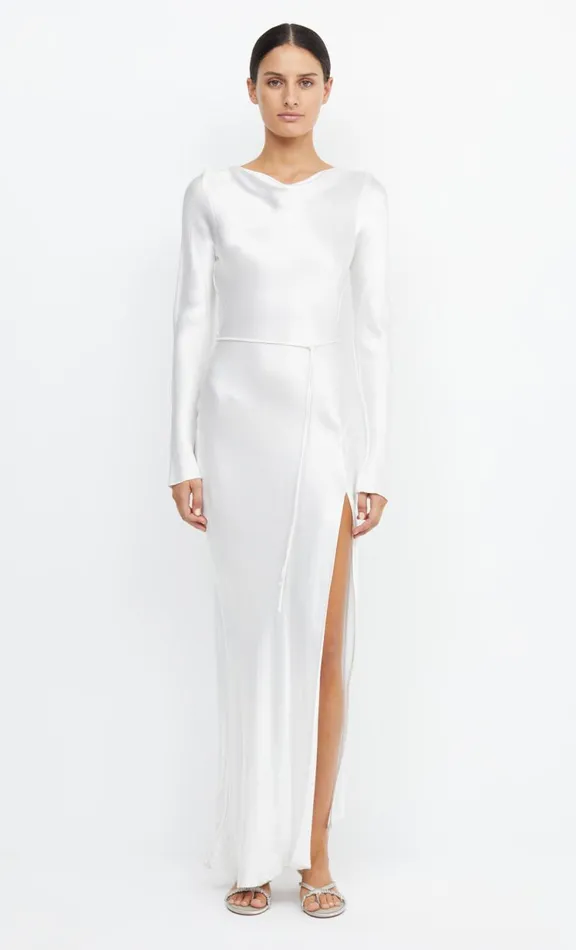 Women Prom Dresses Bec Bridge MOON DANCE LONG SLEEVE MAXI DRESS 8211 IVORY