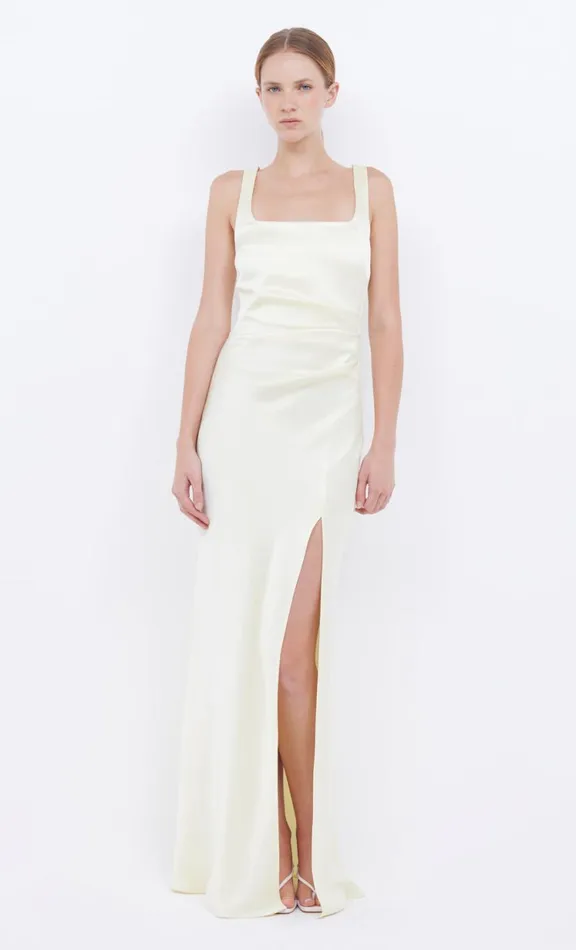 Women Prom Dresses Bec Bridge THE DREAMER SQUARE NECK DRESS 8211 ICE YELLOW