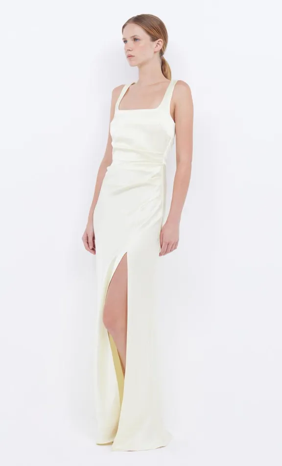 Women Prom Dresses Bec Bridge THE DREAMER SQUARE NECK DRESS 8211 ICE YELLOW