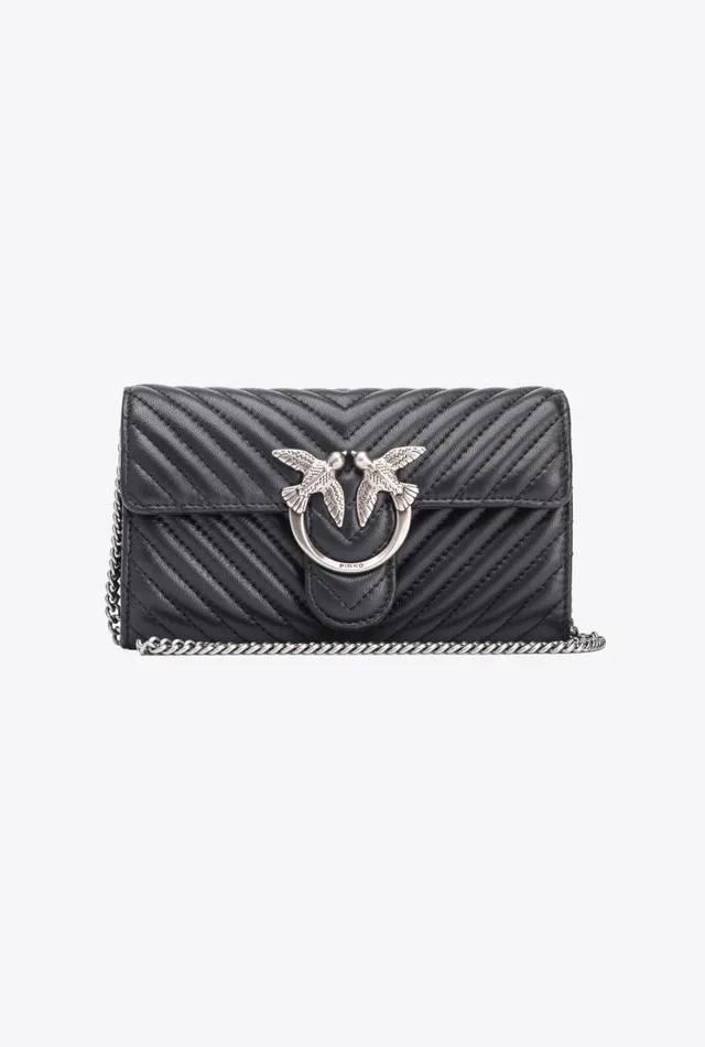 Women Purses Pinko Love Bag One Wallet Chevron Blackold Silver