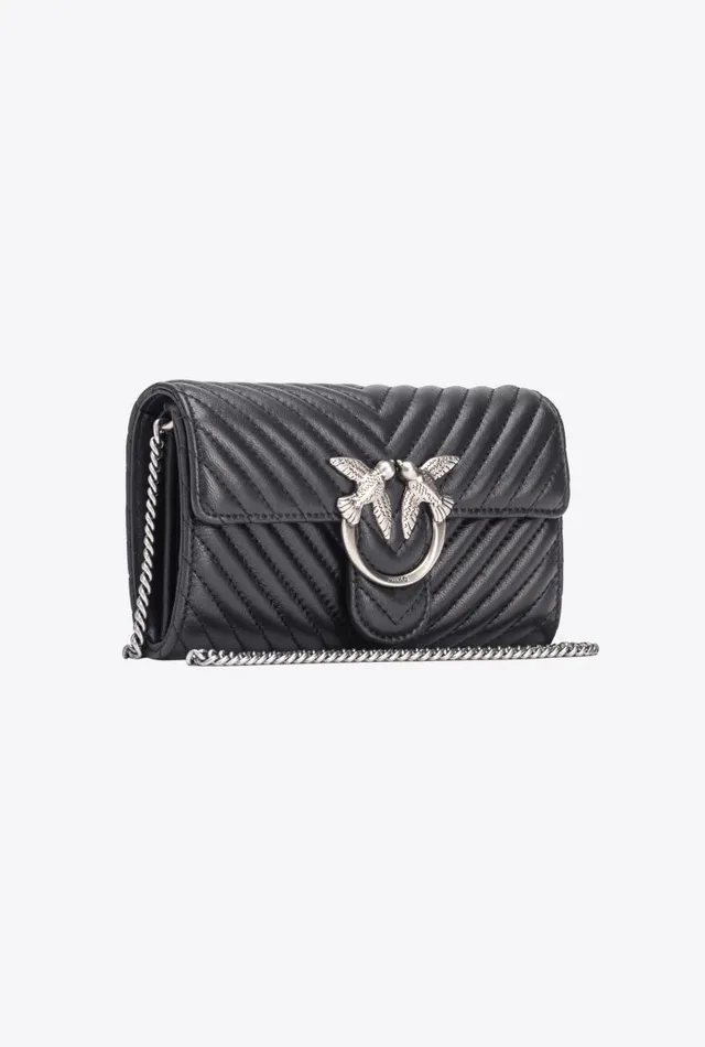 Women Purses Pinko Love Bag One Wallet Chevron Blackold Silver Women Purses Pinko Love Bag One Wallet Chevron Blackold Silver