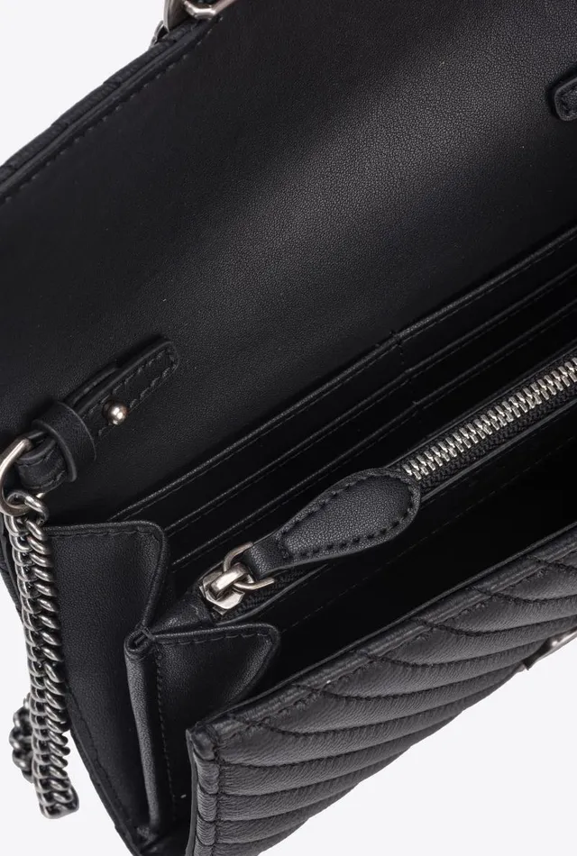 Women Purses Pinko Love Bag One Wallet Chevron Blackold Silver Women Purses Pinko Love Bag One Wallet Chevron Blackold Silver
