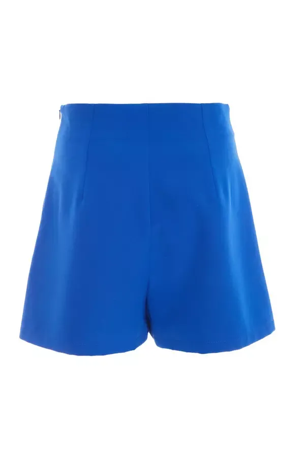 Women Royal Blue Button Tailored Shorts Quiz Clothing Shorts