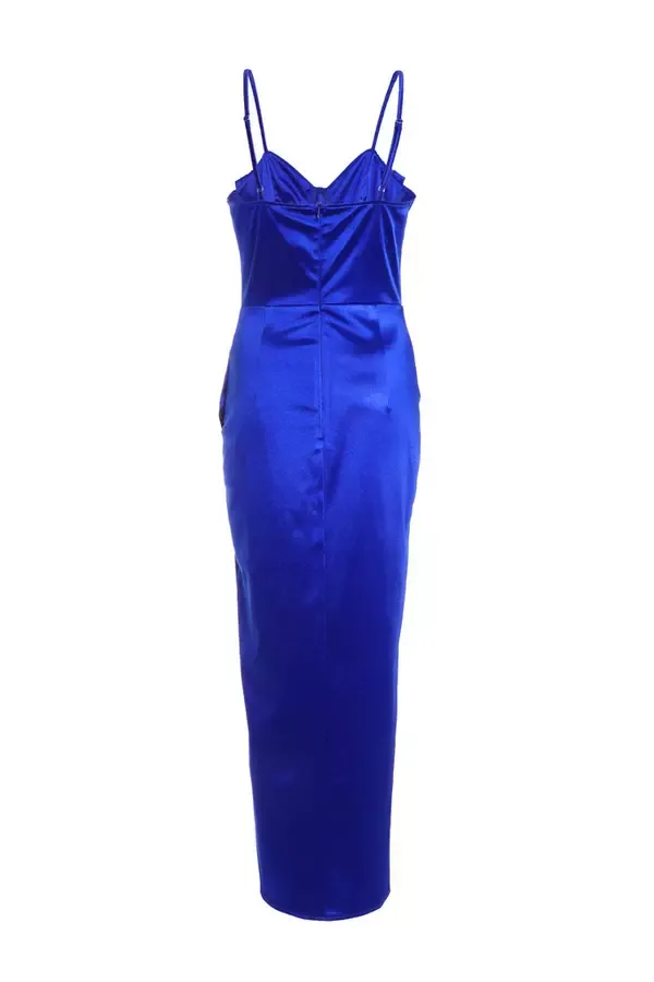 Women Royal Blue Corset Split Hem Maxi Dress Quiz Clothing Dresses