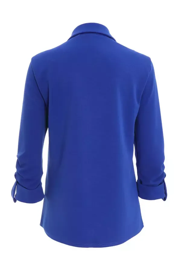 Women Royal Blue Ruched Sleeve Tailored Blazer Quiz Clothing Blazers