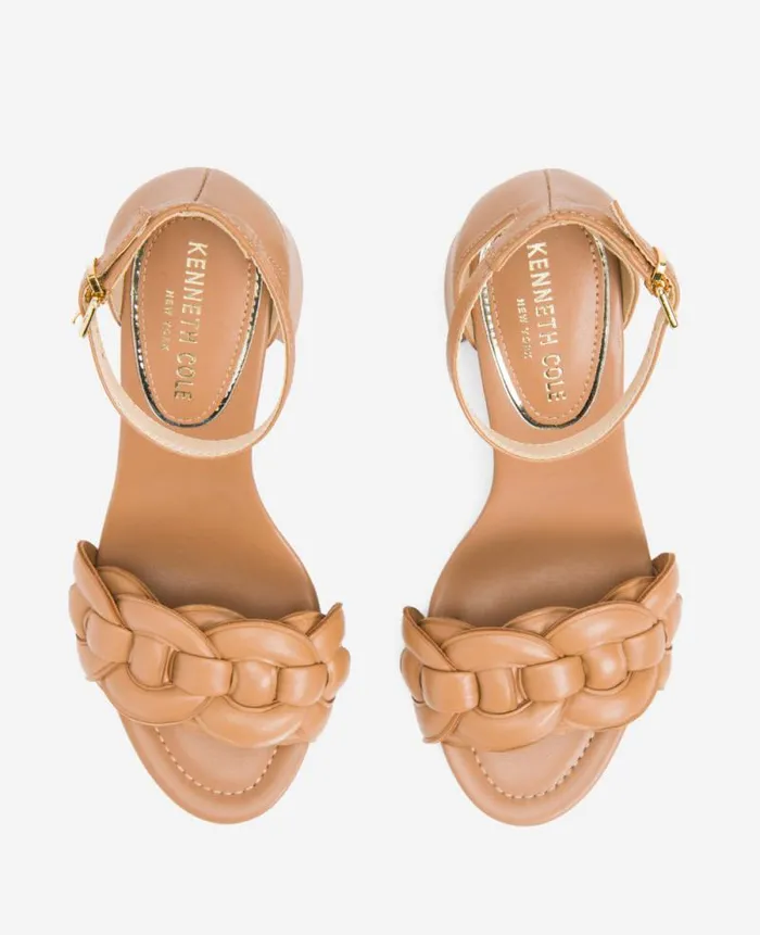 Women Sandals and Wedges Kenneth Cole Luisa Woven Heeled Sandal Classic Tan Women Sandals and Wedges Kenneth Cole Luisa Woven Heeled Sandal Classic Tan