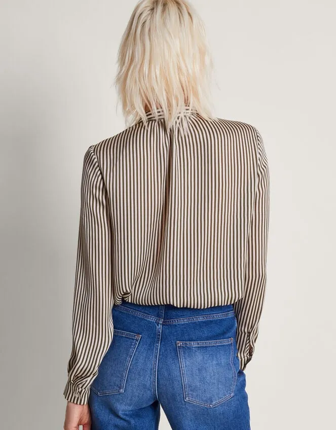 Women Sasha Stripe Satin Blouse Green Monsoon Tops and Blouses