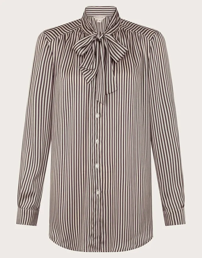 Women Sasha Stripe Satin Blouse Green Monsoon Tops and Blouses