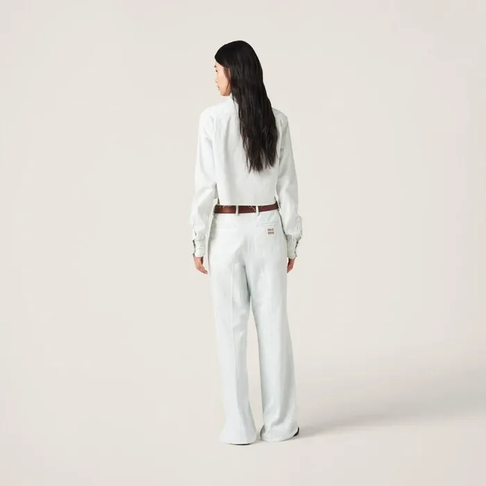 Women Shirts And Tops Miu Miu Chambray Denim Shirt Light Blue Women Shirts And Tops Miu Miu Chambray Denim Shirt Light Blue