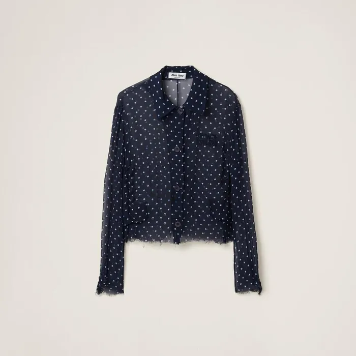 Women Shirts And Tops Miu Miu Chiffon Blouse Blueivory