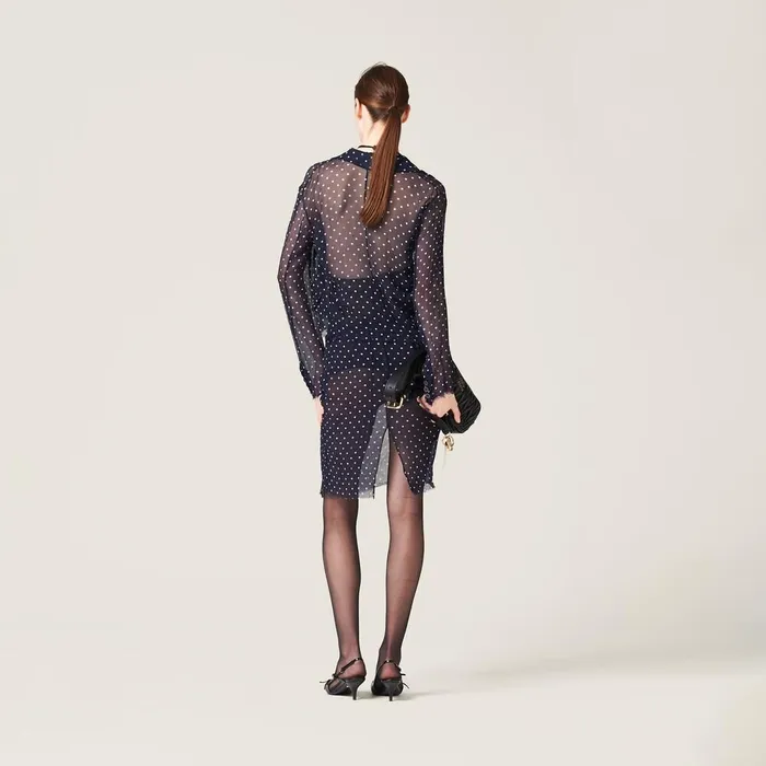 Women Shirts And Tops Miu Miu Chiffon Blouse Blueivory Women Shirts And Tops Miu Miu Chiffon Blouse Blueivory