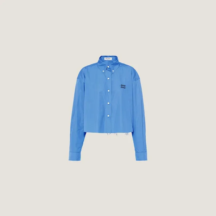 Women Shirts And Tops Miu Miu Cropped Poplin Shirt Periwinkle Blue