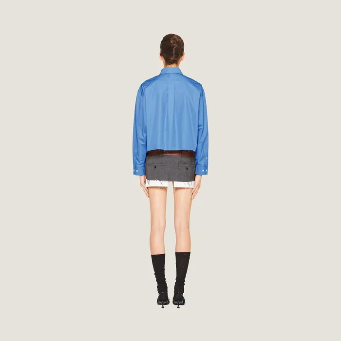 Women Shirts And Tops Miu Miu Cropped Poplin Shirt Periwinkle Blue Women Shirts And Tops Miu Miu Cropped Poplin Shirt Periwinkle Blue