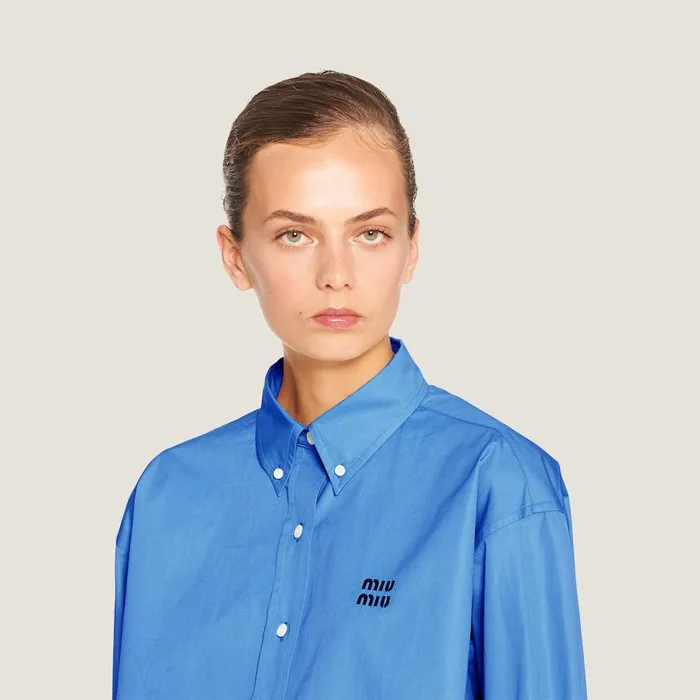 Women Shirts And Tops Miu Miu Cropped Poplin Shirt Periwinkle Blue Women Shirts And Tops Miu Miu Cropped Poplin Shirt Periwinkle Blue