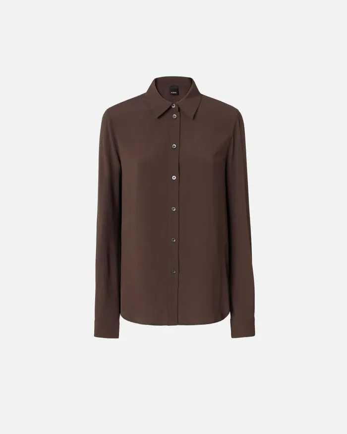Women Shirts Pinko Shirt In Silkblend Crepe De Chine Brownafrica Earth Women Shirts Pinko Shirt In Silkblend Crepe De Chine Brownafrica Earth