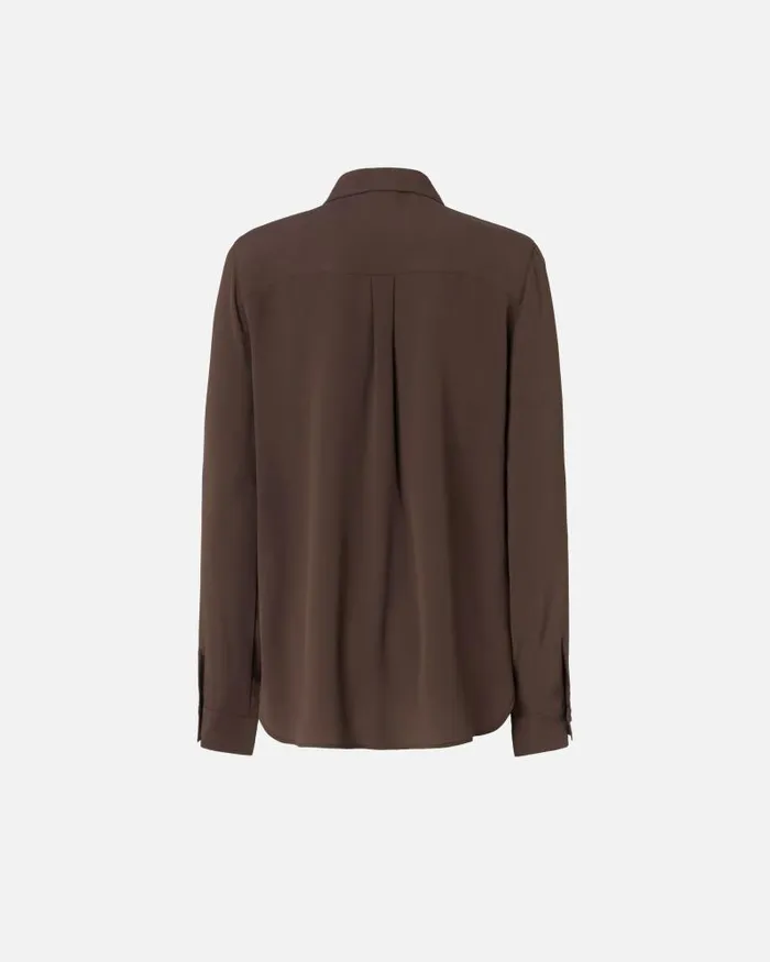 Women Shirts Pinko Shirt In Silkblend Crepe De Chine Brownafrica Earth Women Shirts Pinko Shirt In Silkblend Crepe De Chine Brownafrica Earth