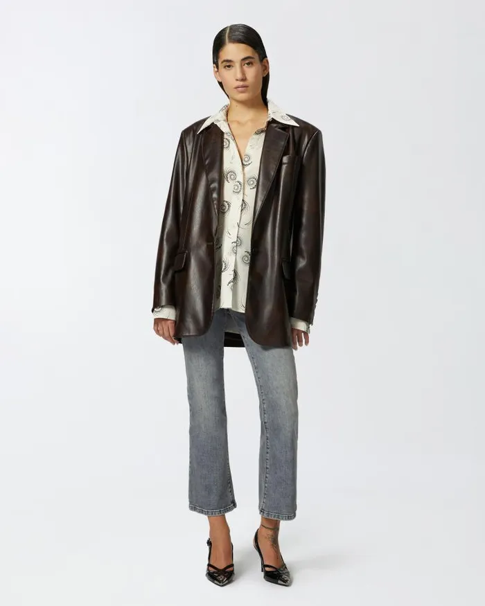 Women Shirts Pinko Swirlprint Twill Shirt Creamblack Women Shirts Pinko Swirlprint Twill Shirt Creamblack