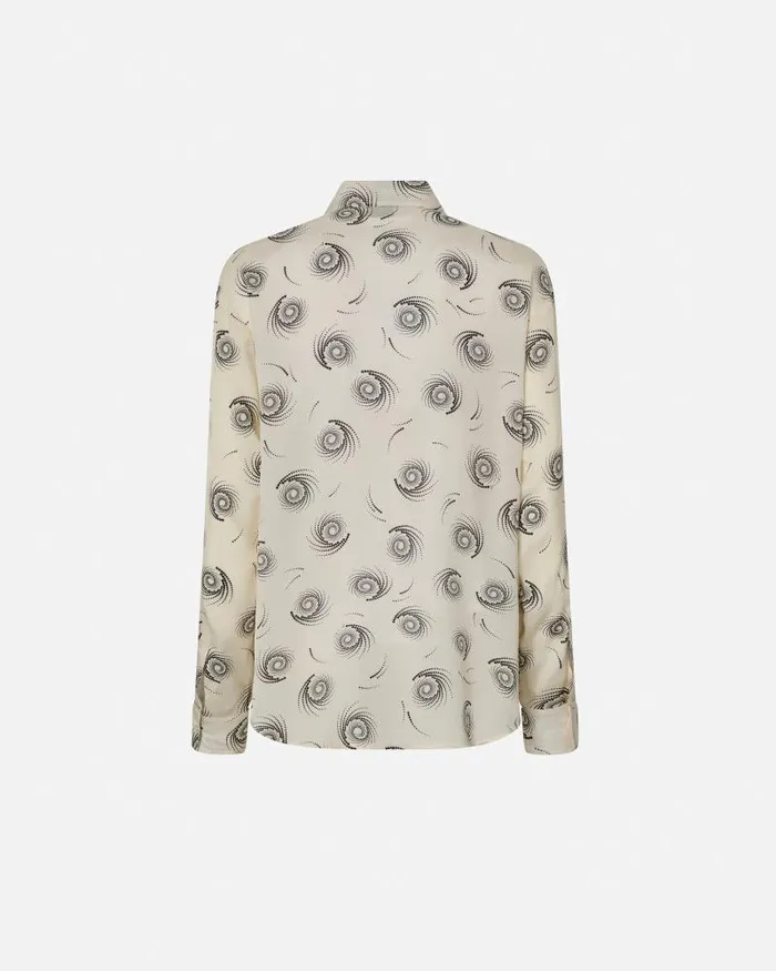 Women Shirts Pinko Swirlprint Twill Shirt Creamblack Women Shirts Pinko Swirlprint Twill Shirt Creamblack