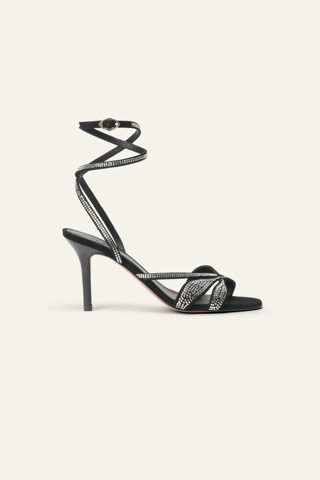 Women Shoes Baandsh Rhinestone Heeled Sandals Chagua Black