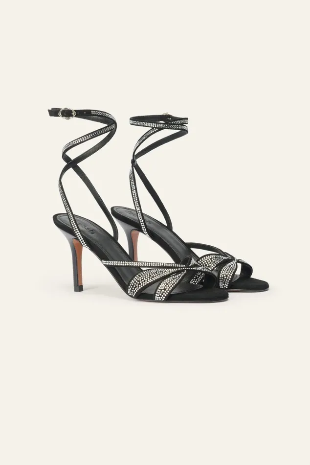 Women Shoes Baandsh Rhinestone Heeled Sandals Chagua Black