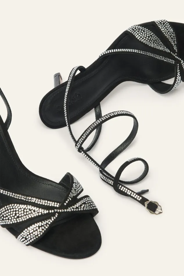 Women Shoes Baandsh Rhinestone Heeled Sandals Chagua Black