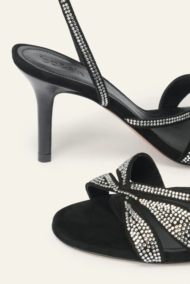 Women Shoes Baandsh Rhinestone Heeled Sandals Chagua Black