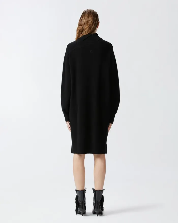 Women Short Dresses Pinko Cashmereblend Turtleneck Dress With Front Slit Limo Black Women Short Dresses Pinko Cashmereblend Turtleneck Dress With Front Slit Limo Black