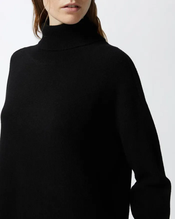 Women Short Dresses Pinko Cashmereblend Turtleneck Dress With Front Slit Limo Black Women Short Dresses Pinko Cashmereblend Turtleneck Dress With Front Slit Limo Black