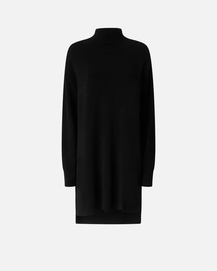 Women Short Dresses Pinko Cashmereblend Turtleneck Dress With Front Slit Limo Black Women Short Dresses Pinko Cashmereblend Turtleneck Dress With Front Slit Limo Black