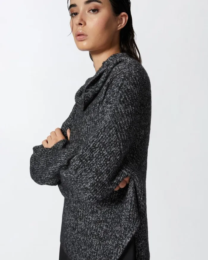 Women Short Dresses Pinko Dualfabric Dress With Alpacablend Sweater Greyblackwhite Women Short Dresses Pinko Dualfabric Dress With Alpacablend Sweater Greyblackwhite