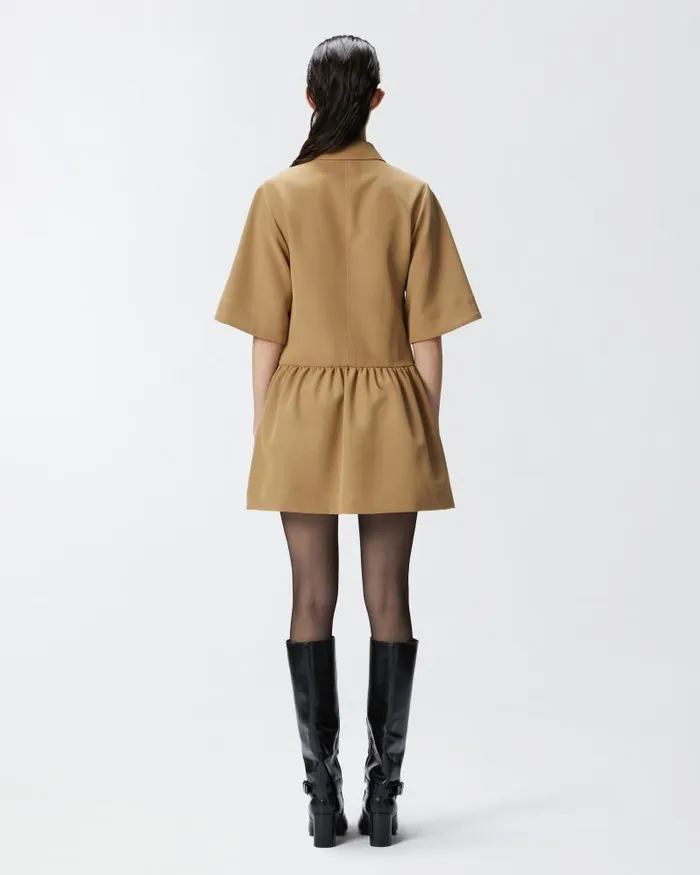 Women Short Dresses Pinko Polostyle Mini Dress Made Of Technical Fabric Brown 8211 Otter Women Short Dresses Pinko Polostyle Mini Dress Made Of Technical Fabric Brown 8211 Otter