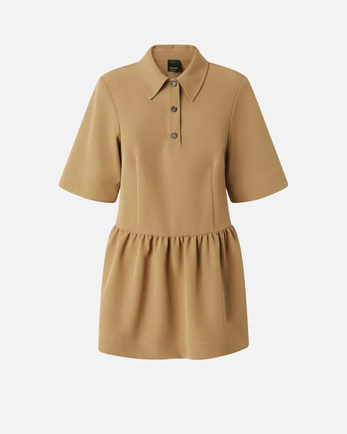 Women Short Dresses Pinko Polostyle Mini Dress Made Of Technical Fabric Brown 8211 Otter Women Short Dresses Pinko Polostyle Mini Dress Made Of Technical Fabric Brown 8211 Otter
