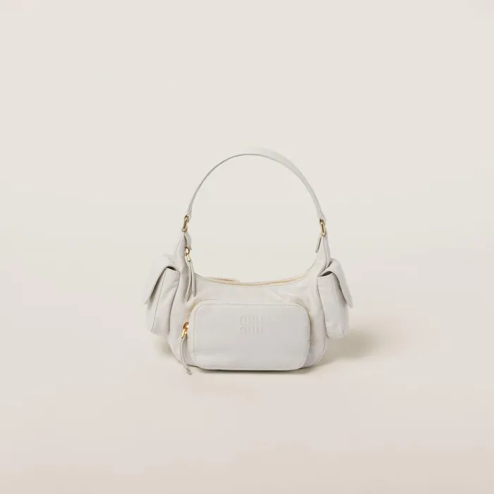 Women Shoulder Bags Miu Miu Nappa Leather Pocket Bag White