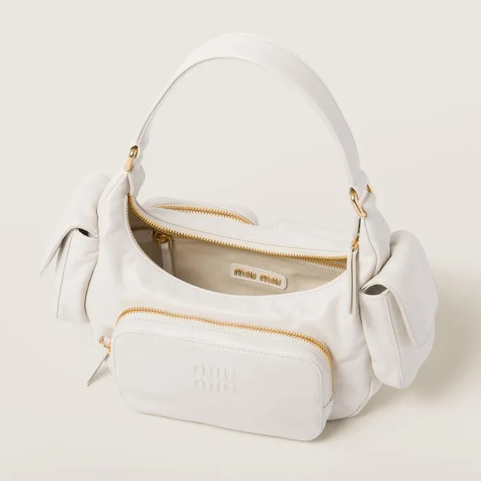 Women Shoulder Bags Miu Miu Nappa Leather Pocket Bag White Women Shoulder Bags Miu Miu Nappa Leather Pocket Bag White