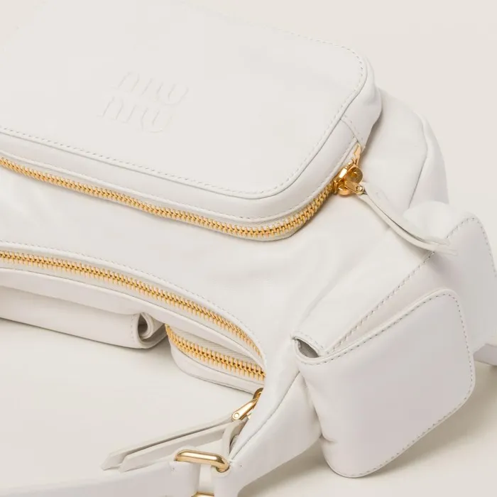 Women Shoulder Bags Miu Miu Nappa Leather Pocket Bag White Women Shoulder Bags Miu Miu Nappa Leather Pocket Bag White