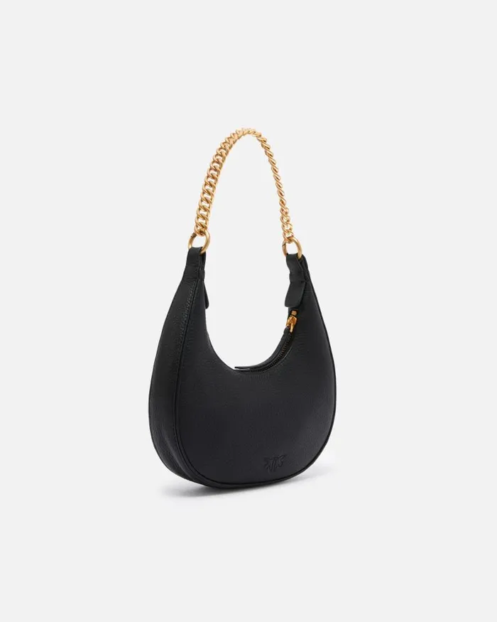 Women Shoulder Bags Pinko Brioche Bag Rounded Leather Shoulder Bag Blackantique Gold Women Shoulder Bags Pinko Brioche Bag Rounded Leather Shoulder Bag Blackantique Gold