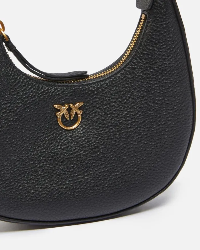 Women Shoulder Bags Pinko Brioche Bag Rounded Leather Shoulder Bag Blackantique Gold Women Shoulder Bags Pinko Brioche Bag Rounded Leather Shoulder Bag Blackantique Gold