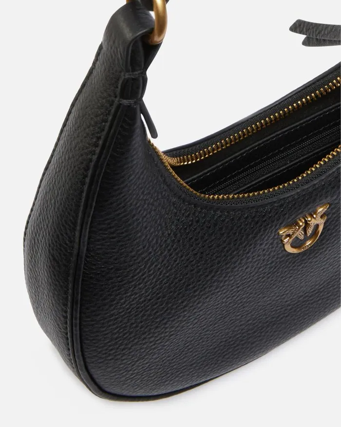 Women Shoulder Bags Pinko Brioche Bag Rounded Leather Shoulder Bag Blackantique Gold Women Shoulder Bags Pinko Brioche Bag Rounded Leather Shoulder Bag Blackantique Gold