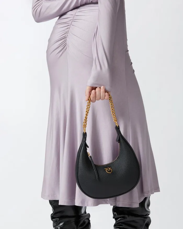 Women Shoulder Bags Pinko Brioche Bag Rounded Leather Shoulder Bag Blackantique Gold Women Shoulder Bags Pinko Brioche Bag Rounded Leather Shoulder Bag Blackantique Gold