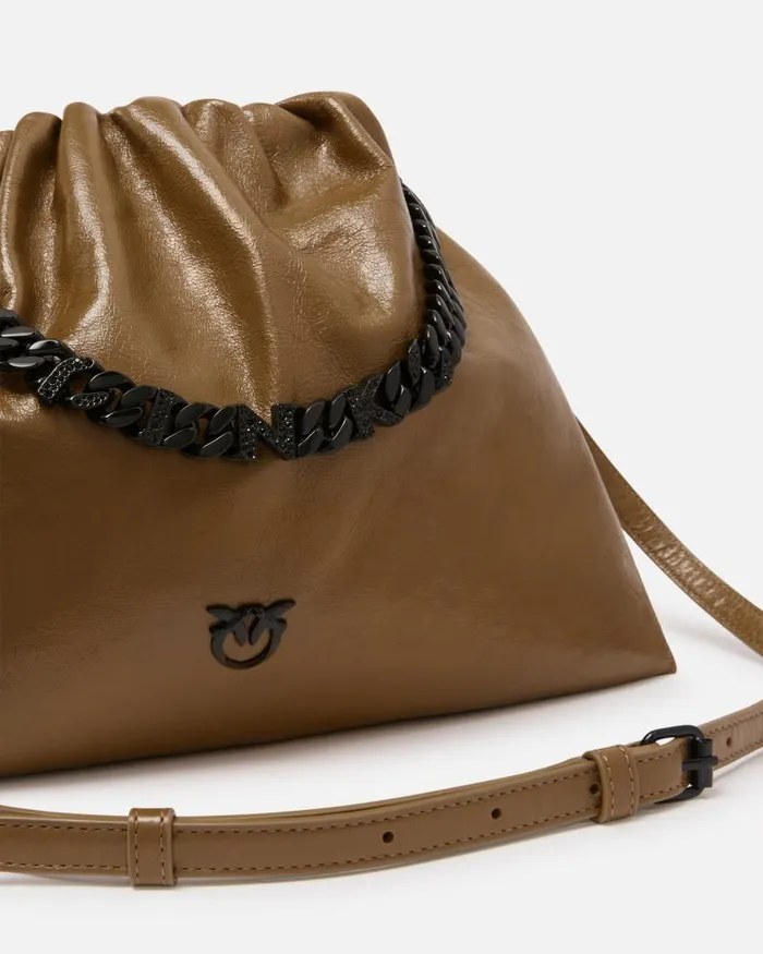 Women Shoulder Bags Pinko Naplak Leather Shoulder Bag With Chain Strap Plantationcolourblock Women Shoulder Bags Pinko Naplak Leather Shoulder Bag With Chain Strap Plantationcolourblock