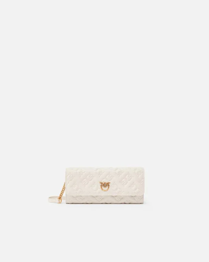 Women Shoulder Bags Pinko Rectangular Monogram Leather Wallet With Strap Whitewhiteantique Gold Women Shoulder Bags Pinko Rectangular Monogram Leather Wallet With Strap Whitewhiteantique Gold