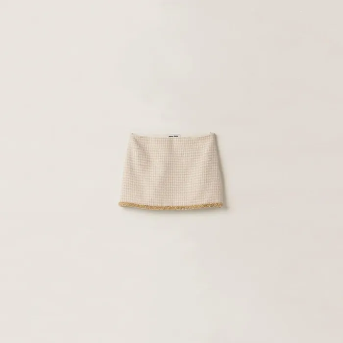 Women Skirts Miu Miu Check Lam Miniskirt Avoryalbino White
