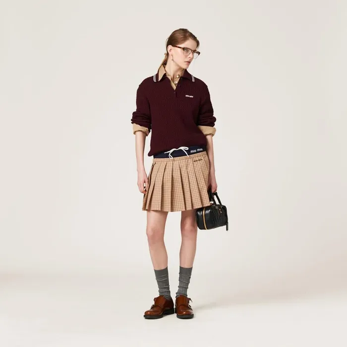 Women Skirts Miu Miu Checked Miniskirt Cord Women Skirts Miu Miu Checked Miniskirt Cord