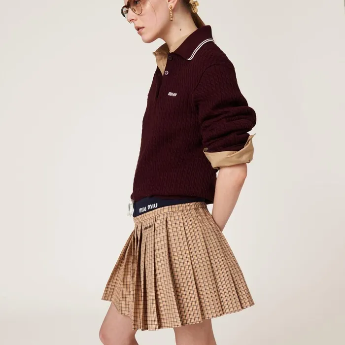 Women Skirts Miu Miu Checked Miniskirt Cord Women Skirts Miu Miu Checked Miniskirt Cord