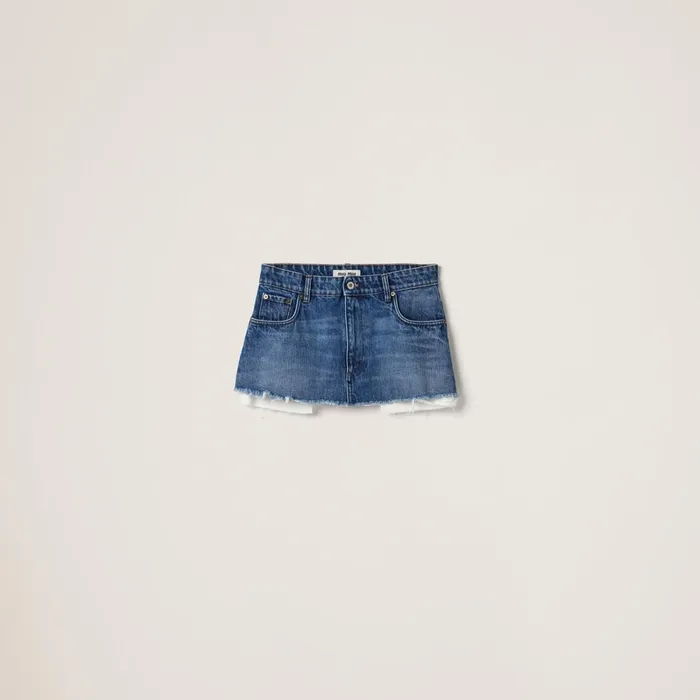 Women Skirts Miu Miu Denim Miniskirt Navy