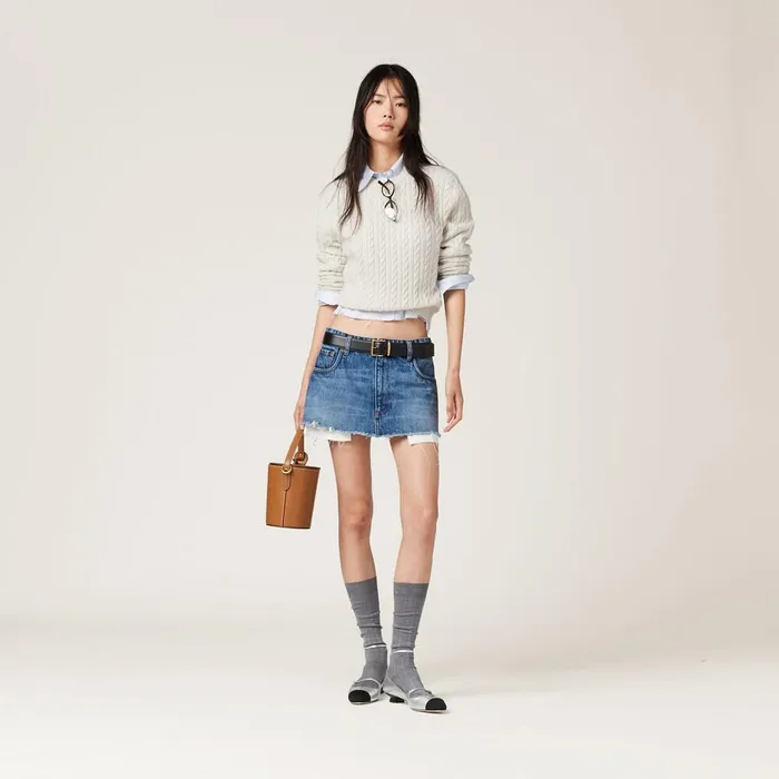 Women Skirts Miu Miu Denim Miniskirt Navy