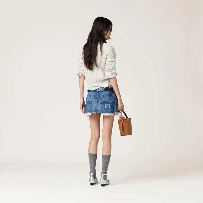 Women Skirts Miu Miu Denim Miniskirt Navy